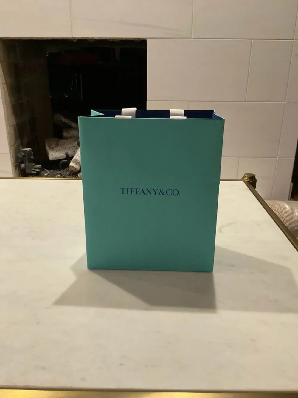 Authentic Tiffany & Co. Empty Paper Shopping Bag Ribbon Handles
